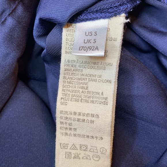 Free People Midnight Blue Blouson Sleeve Blouse with Deep V-Neck Sz Small - Picture 12 of 14